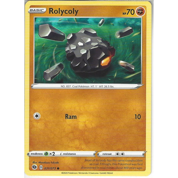 Pokemon Trading Card Game 031/073 Rolycoly | Common Card | SWSH3.5 Champion's Path