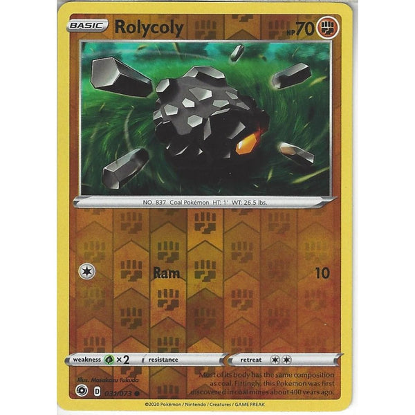 Pokemon Trading Card Game 031/073 Rolycoly | Common Reverse Holo Card | SWSH3.5 Champion's Path