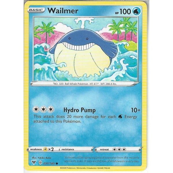 Pokemon Trading Card Game 031/185 Wailmer | Common Card | SWSH-04 Vivid Voltage