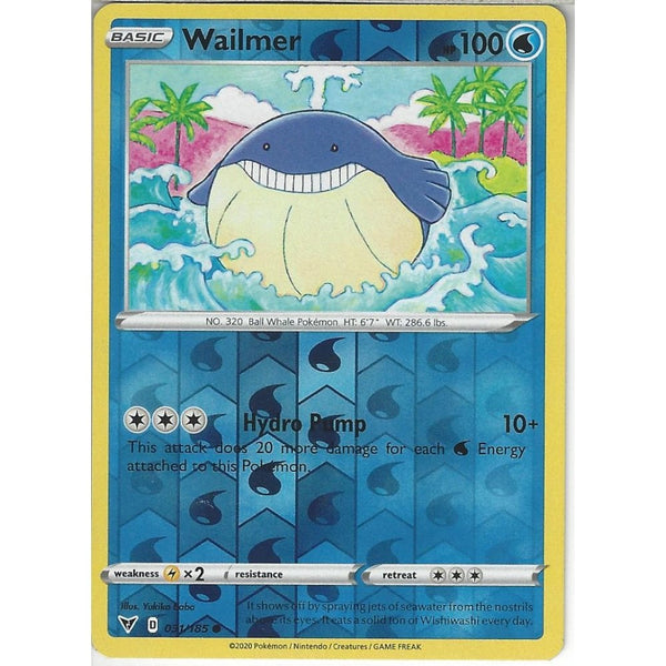 Pokemon Trading Card Game 031/185 Wailmer | Common Reverse Holo Card | SWSH-04 Vivid Voltage