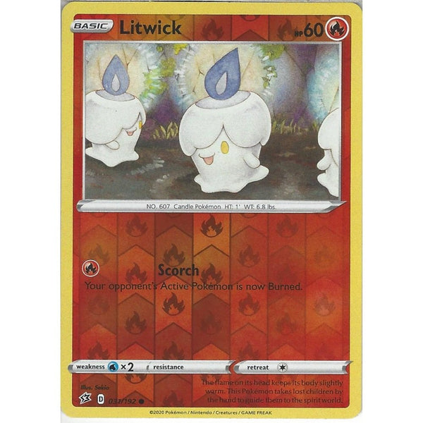 Pokemon Trading Card Game 031/192 Litwick | Common Reverse Holo Card | Sword &amp; Shield Rebel Clash