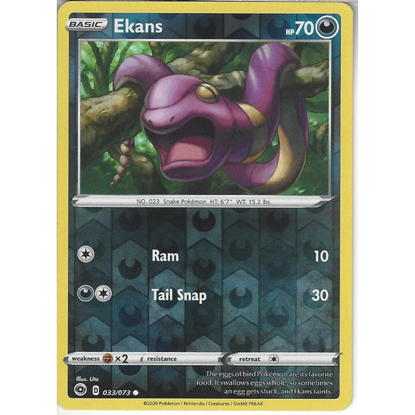 Pokemon Trading Card Game 033/073 Ekans | Common Reverse Holo Card | SWSH3.5 Champion's Path