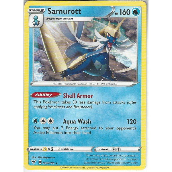 Pokemon Trading Card Game 035/185 Samurott | Rare Card | SWSH-04 Vivid Voltage