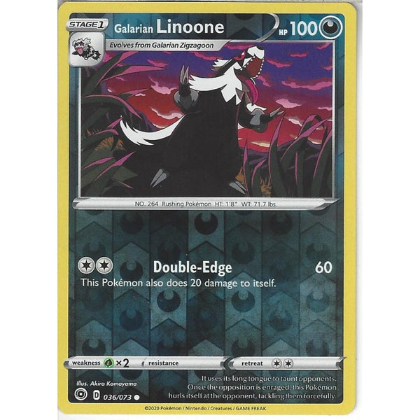 Pokemon Trading Card Game 036/073 Galarian Linoone | Common Reverse Holo Card | SWSH3.5 Champion's Path