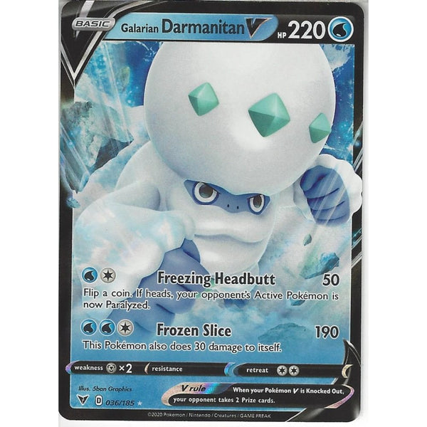 Pokemon Trading Card Game 036/185 Galarian Darmanitan V | Rare Holo V Card | SWSH-04 Vivid Voltage