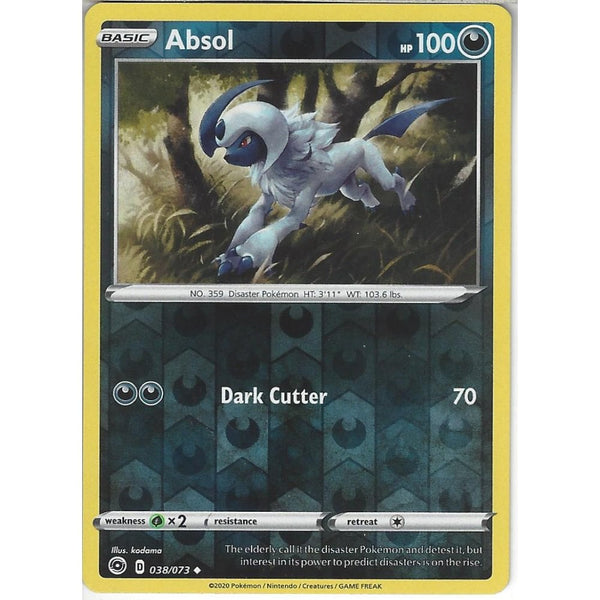 Pokemon Trading Card Game 038/073 Absol | Uncommon Reverse Holo Card | SWSH3.5 Champion's Path
