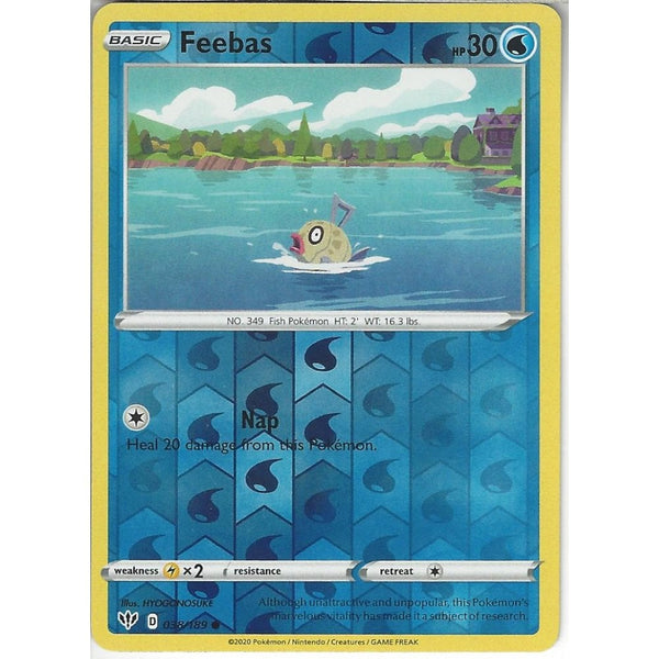Pokemon Trading Card Game 038/189 Feebas | Common Reverse Holo Card | SWSH-03 Darkness Ablaze