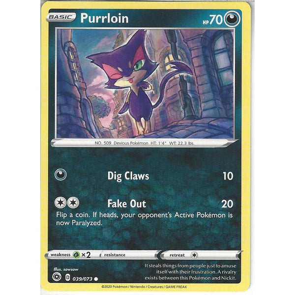 Pokemon Trading Card Game 039/073 Purrloin | Common Card | SWSH3.5 Champion's Path