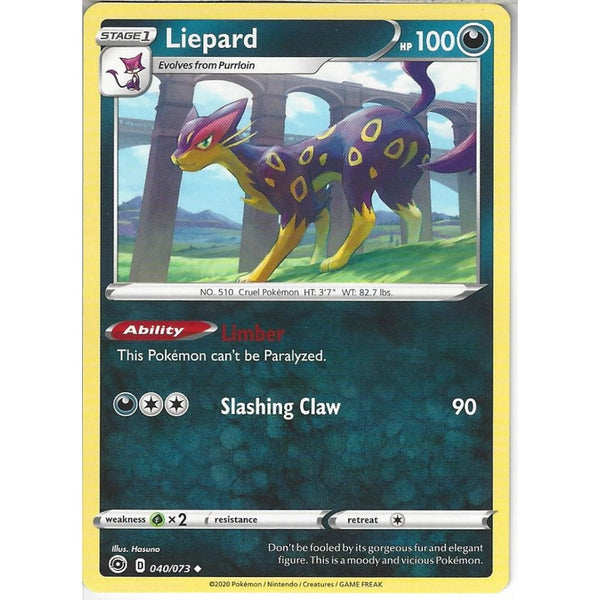 Pokemon Trading Card Game 040/073 Liepard | Uncommon Card | SWSH3.5 Champion's Path