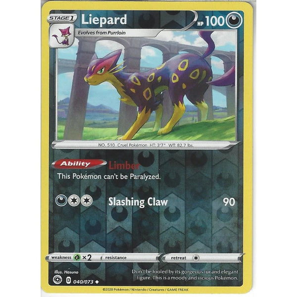 Pokemon Trading Card Game 040/073 Liepard | Uncommon Reverse Holo Card | SWSH3.5 Champion's Path