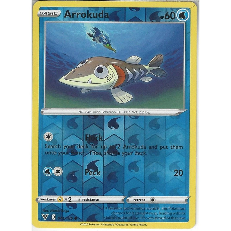 Pokemon Trading Card Game 041/185 Arrokuda | Common Reverse Holo Card | SWSH-04 Vivid Voltage