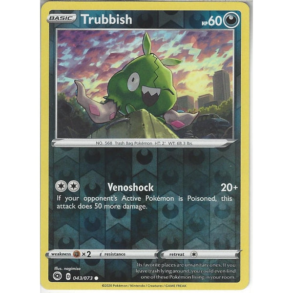 Pokemon Trading Card Game 043/073 Trubbish | Common Reverse Holo Card | SWSH3.5 Champion's Path