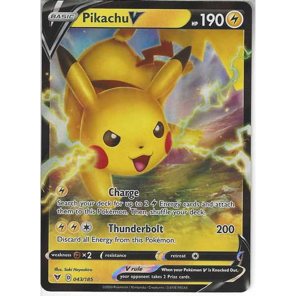 Pokemon Trading Card Game 043/185 Pikachu V | Rare Holo V Card | SWSH-04 Vivid Voltage