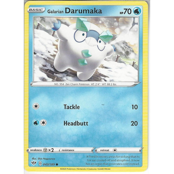 Pokemon Trading Card Game 043/189 Galarian Darumaka | Common Card | SWSH-03 Darkness Ablaze