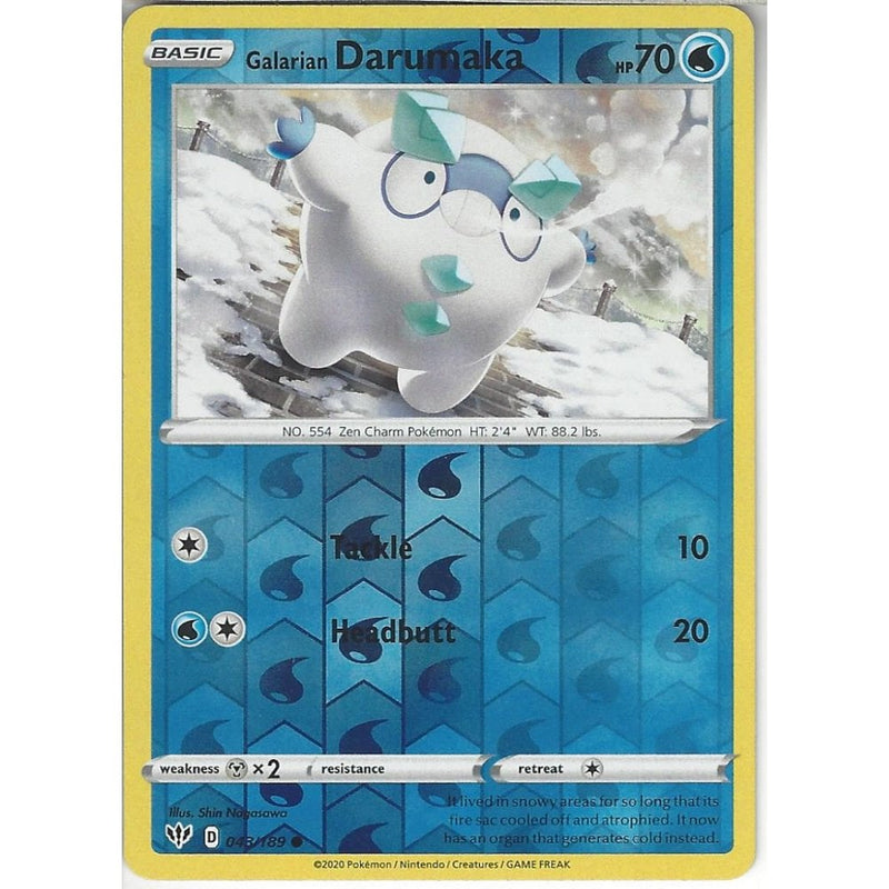 043/189 Galarian Darumaka | Common Reverse Holo Card | SWSH-03 Darknes - Recaptured LTD 043/189 Galarian Darumaka | Common Reverse Holo Card | SWSH-03 Darknes - Recaptured LTD
