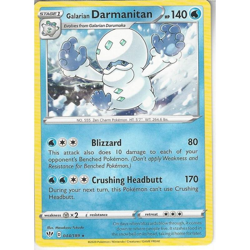044/189 Galarian Darmanitan | Rare Card | SWSH-03 Darkness Ablaze - Recaptured LTD 044/189 Galarian Darmanitan | Rare Card | SWSH-03 Darkness Ablaze - Recaptured LTD
