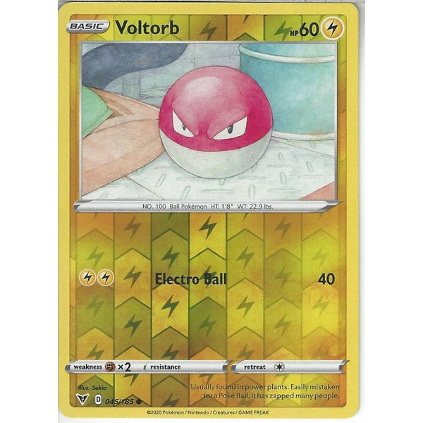 Pokemon Trading Card Game 045/185 Voltorb | Common Reverse Holo Card | SWSH-04 Vivid Voltage