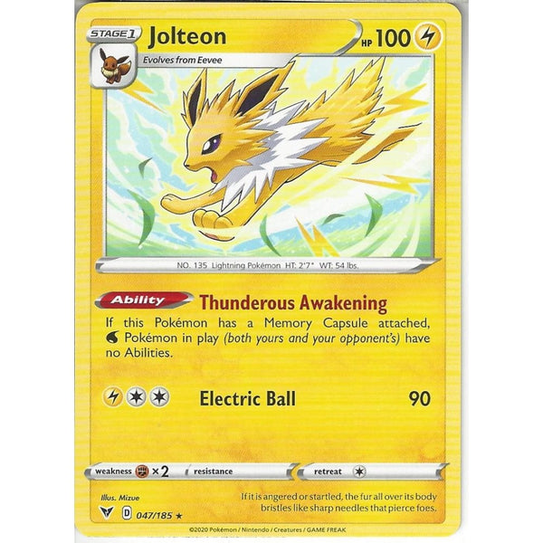 Pokemon Trading Card Game 047/185 Jolteon | Rare Card | SWSH-04 Vivid Voltage
