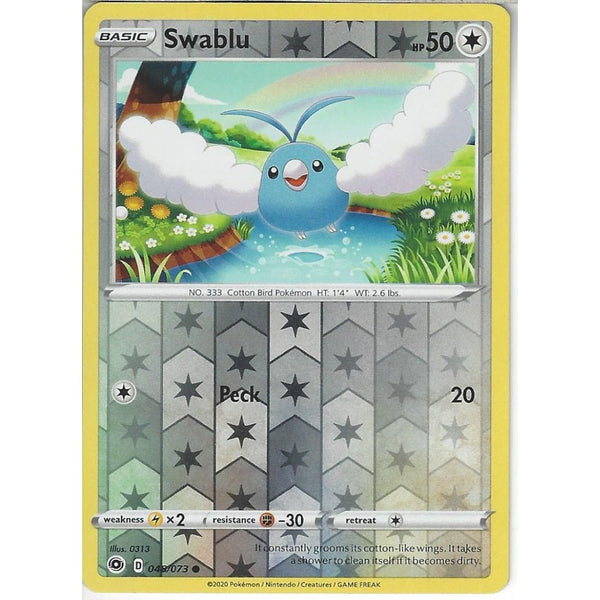 Pokemon Trading Card Game 048/073 Swablu | Common Reverse Holo Card | SWSH3.5 Champion's Path