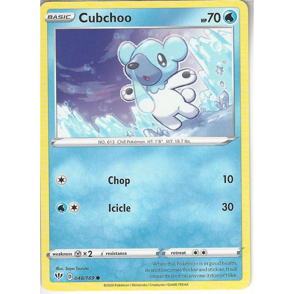 Pokemon Trading Card Game 048/189 Cubchoo | Common Card | SWSH-03 Darkness Ablaze
