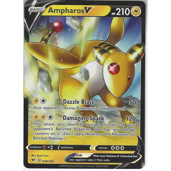 Pokemon Trading Card Game 049/185 Ampharos V | Rare Holo V Card | SWSH-04 Vivid Voltage