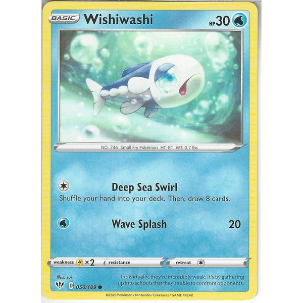 Pokemon Trading Card Game 050/189 Wishiwashi | Common Card | SWSH-03 Darkness Ablaze