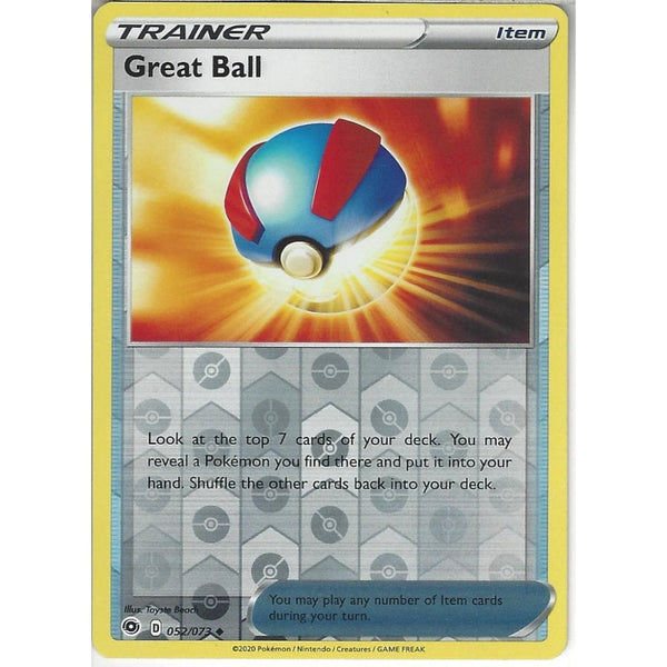 Pokemon Trading Card Game 052/073 Great Ball | Uncommon Reverse Holo Card | SWSH3.5 Champion's Path