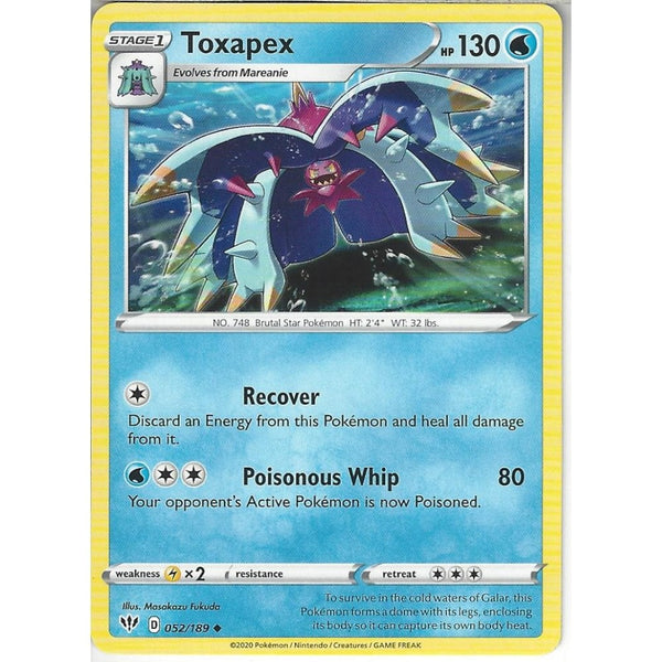 Pokemon Trading Card Game 052/189 Toxapex | Uncommon Card | SWSH-03 Darkness Ablaze