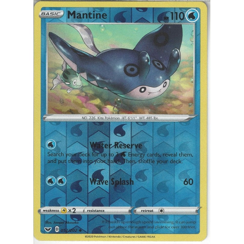 052/202 Mantine | Uncommon Reverse Holo Card | Sword & Shield (Base Se - Recaptured LTD 052/202 Mantine | Uncommon Reverse Holo Card | Sword & Shield (Base Se - Recaptured LTD