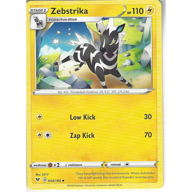 Pokemon Trading Card Game 054/185 Zebstrika | Uncommon Card | SWSH-04 Vivid Voltage