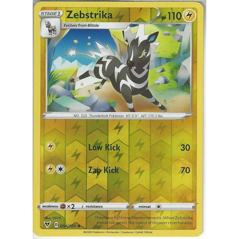 Pokemon Trading Card Game 054/185 Zebstrika | Uncommon Reverse Holo Card | SWSH-04 Vivid Voltage