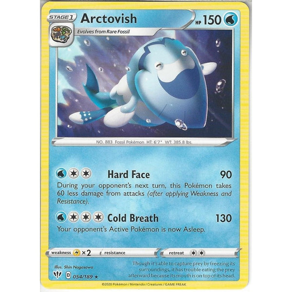Pokemon Trading Card Game 054/189 Arctovish | Rare Card | SWSH-03 Darkness Ablaze