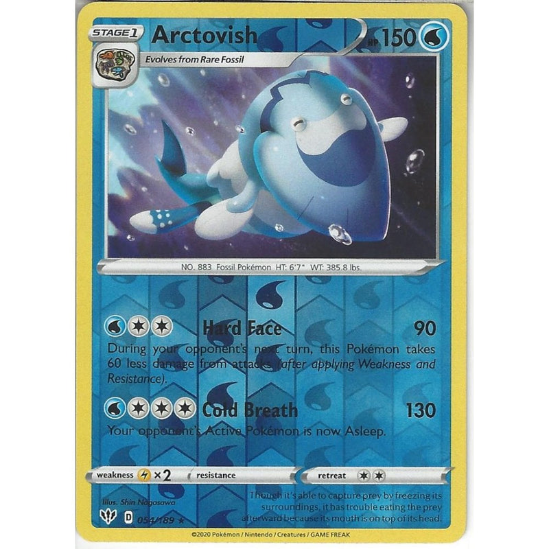 arctovish pokemon card 054/189 Arctovish | Rare Reverse Holo Card | SWSH-03 Darkness Ablaze