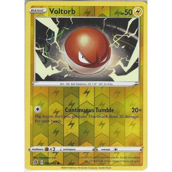 Pokemon Trading Card Game 056/192 Voltorb | Common Reverse Holo Card | Sword &amp; Shield Rebel Clash