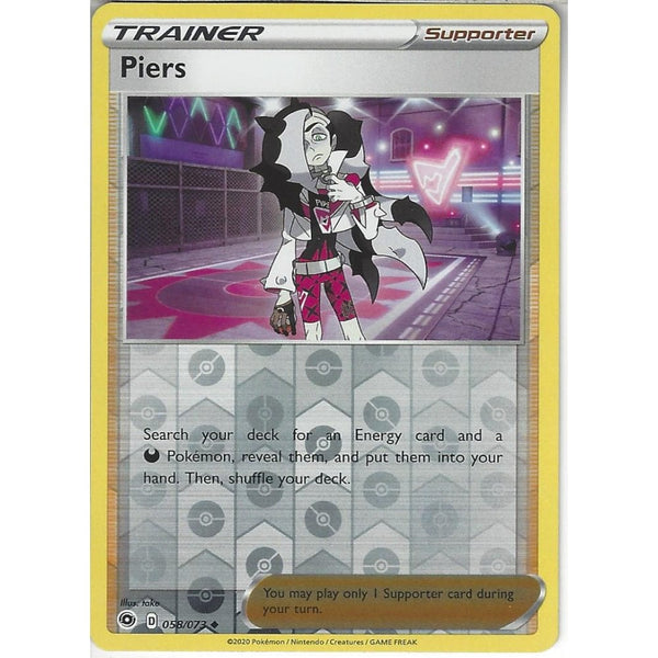 Pokemon Trading Card Game 058/073 Piers | Uncommon Reverse Holo Card | SWSH3.5 Champion's Path