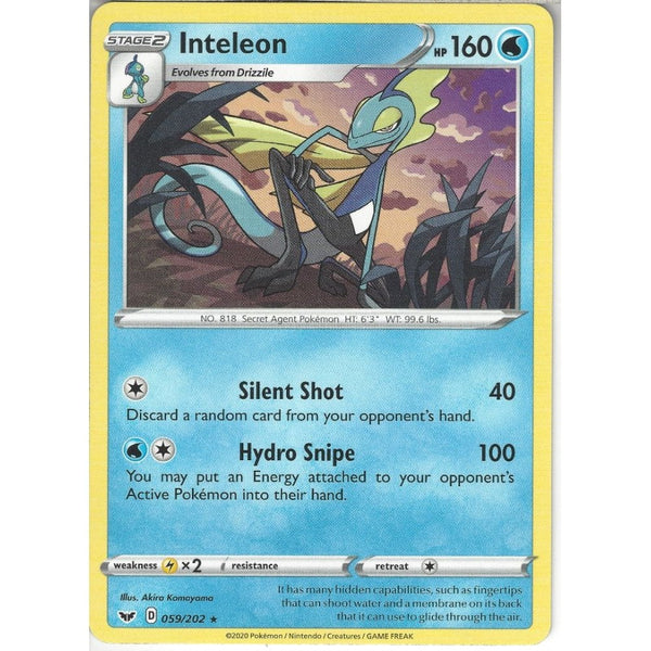 Pokemon Trading Card Game 059/202 Inteleon | Rare Card | Sword &amp; Shield (Base Set)