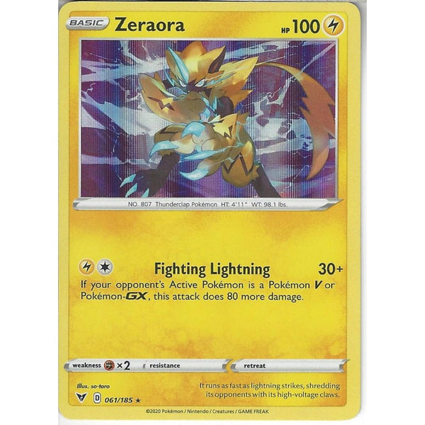 Pokemon Trading Card Game 061/185 Zeraora | Rare Holo Card | SWSH-04 Vivid Voltage