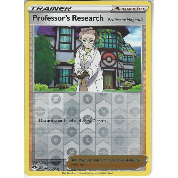 Pokemon Trading Card Game 062/073 Professor's Research | Rare Reverse Holo Card | SWSH3.5 Champion's Path