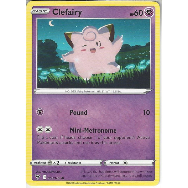 Pokemon Trading Card Game 063/185 Clefairy | Common Card | SWSH-04 Vivid Voltage