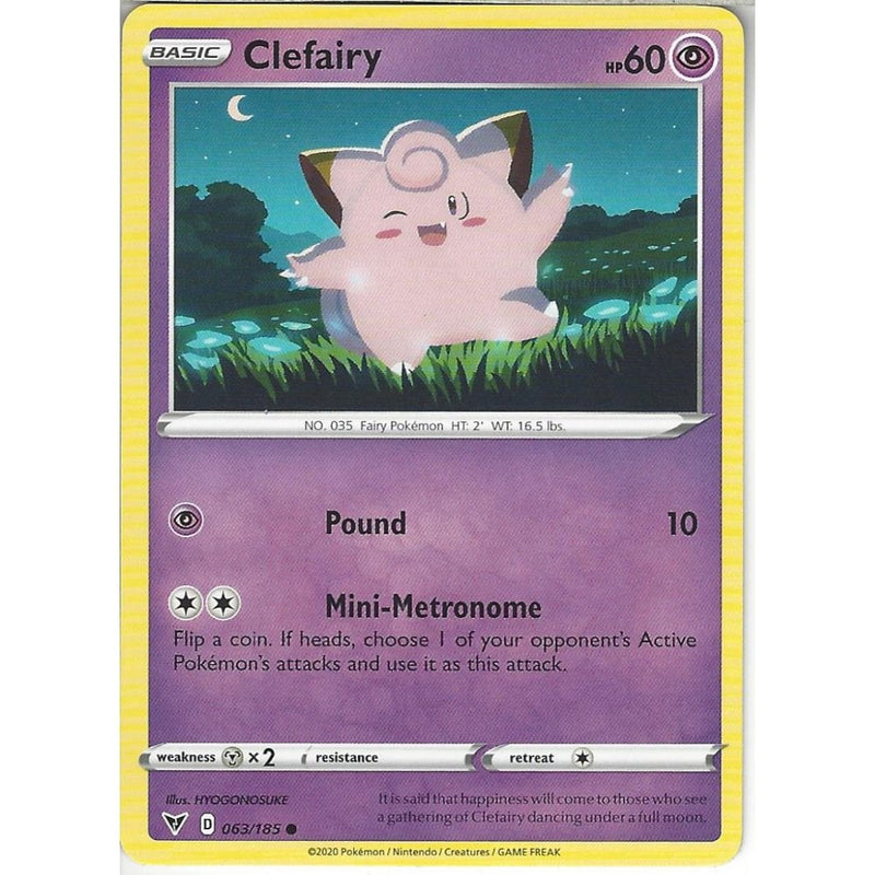 Pokemon Trading Card Game 063/185 Clefairy | Common Card | SWSH-04 Vivid Voltage