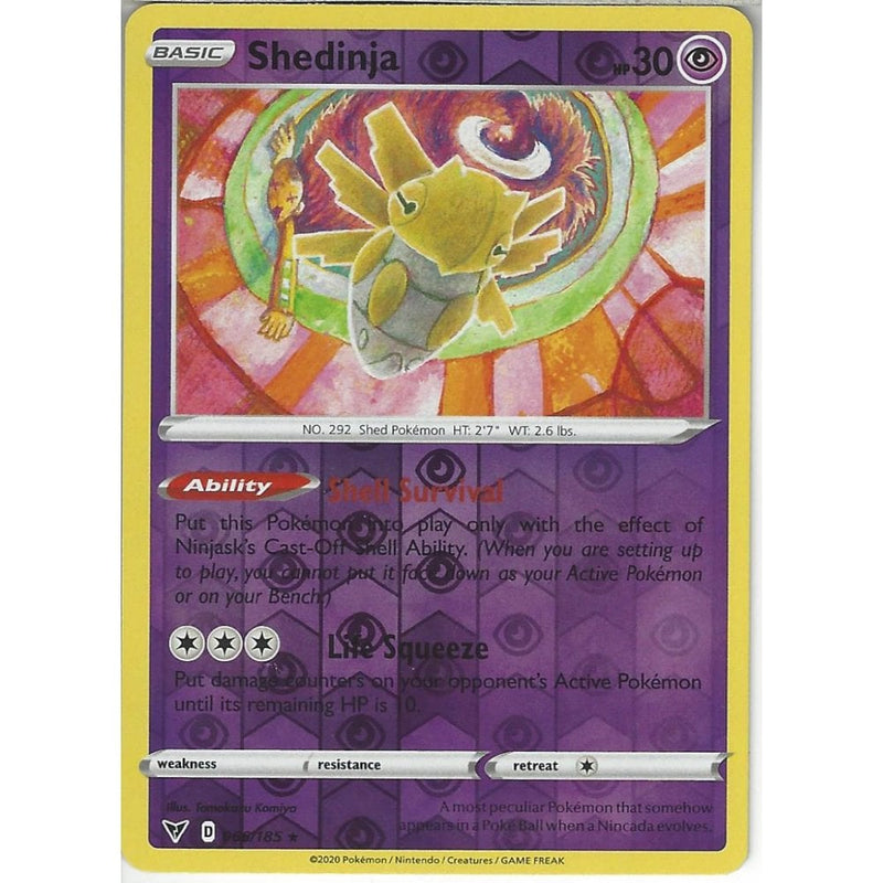 Pokemon Trading Card Game 066/185 Shedinja | Rare Reverse Holo Card | SWSH-04 Vivid Voltage