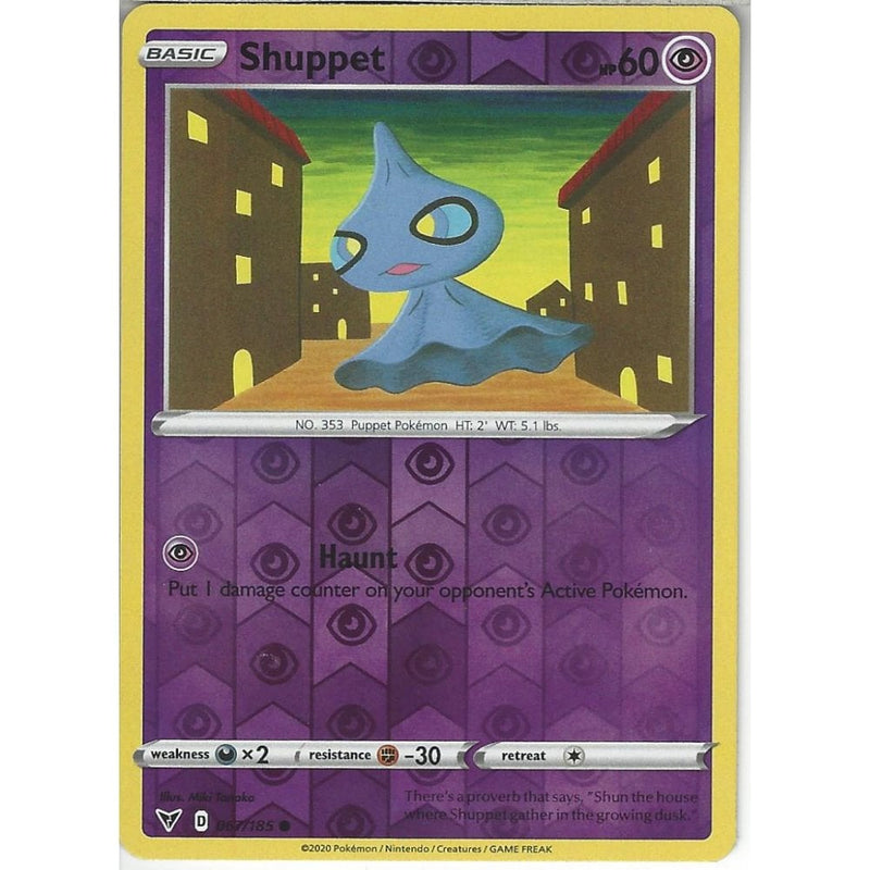 Pokemon Trading Card Game 067/185 Shuppet | Common Reverse Holo Card | SWSH-04 Vivid Voltage