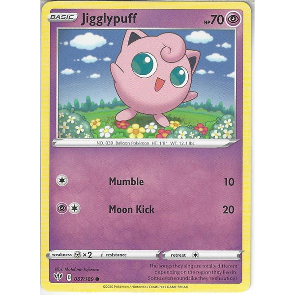 Pokemon Trading Card Game 067/189 Jigglypuff | Common Card | SWSH-03 Darkness Ablaze