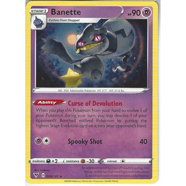 Pokemon Trading Card Game 068/185 Banette | Rare Card | SWSH-04 Vivid Voltage