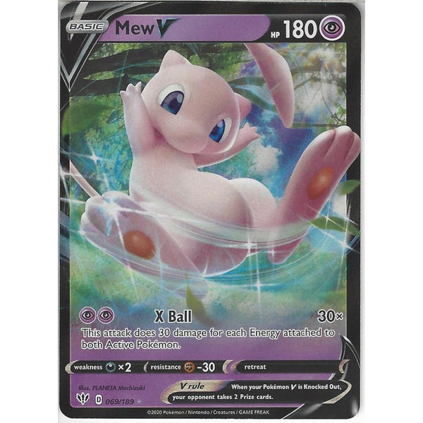 Pokemon Trading Card Game 069/189 Mew V | Rare Holo V Card | SWSH-03 Darkness Ablaze