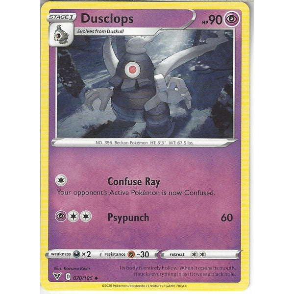 Pokemon Trading Card Game 070/185 Dusclops | Uncommon Card | SWSH-04 Vivid Voltage