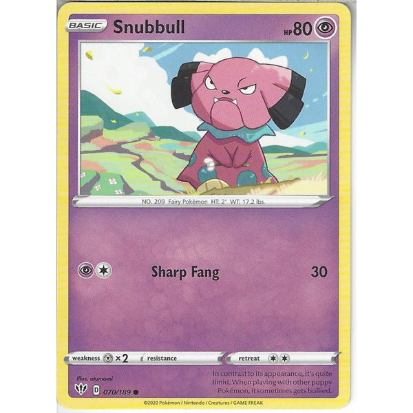 Pokemon Trading Card Game 070/189 Snubbull | Common Card | SWSH-03 Darkness Ablaze