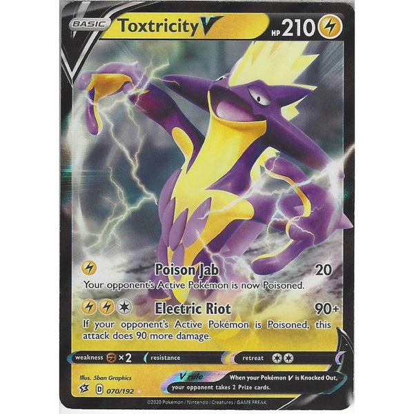 Pokemon Trading Card Game 070/192 Toxtricity V | Rare Holo V Card | Sword &amp; Shield Rebel Clash