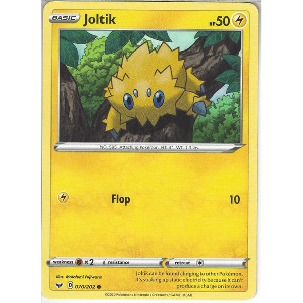 Pokemon Trading Card Game 070/202 Joltik | Common Card | Sword &amp; Shield (Base Set)
