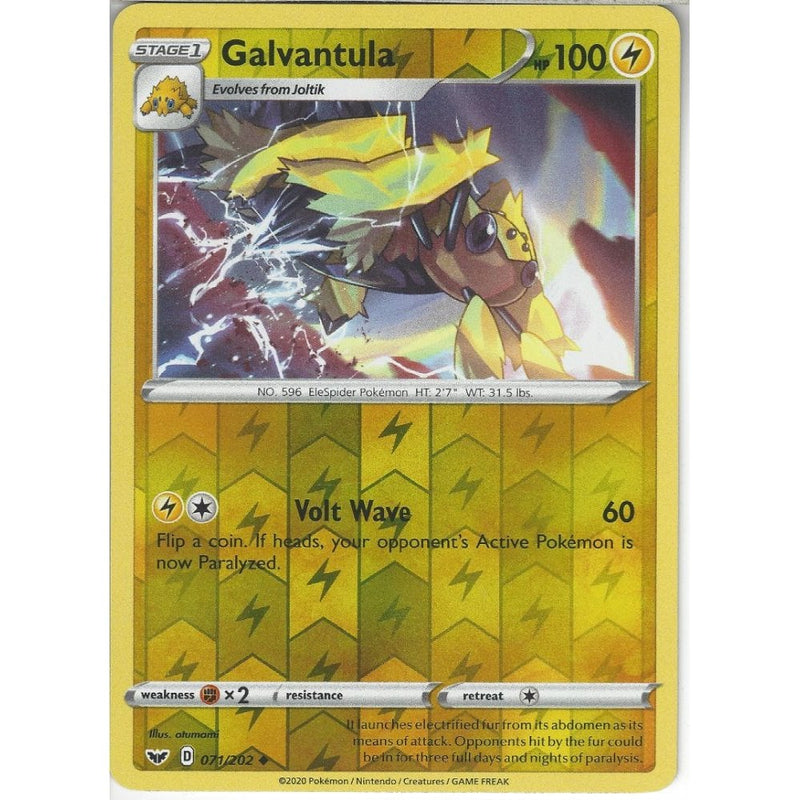 pokemon galvantula card 071/202 Galvantula | Uncommon Reverse Holo Card | Sword & Shield (Base
